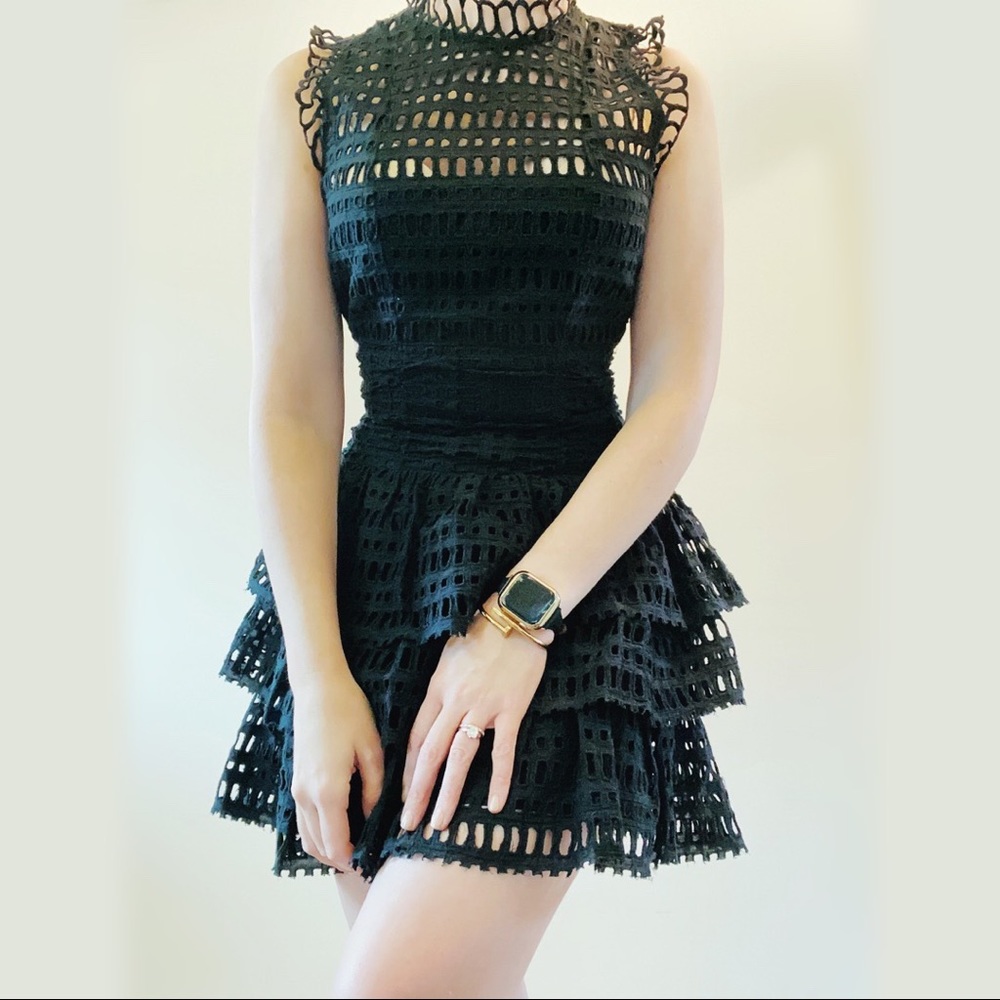 Rare! FP FREE ONE Little Black Eyelet Lace Dress